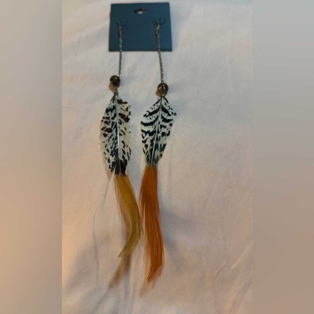 Feather Drop Earrings NWT